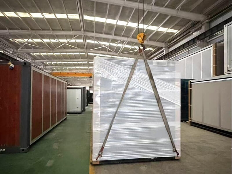 Finished prefab container houses ready for shipment